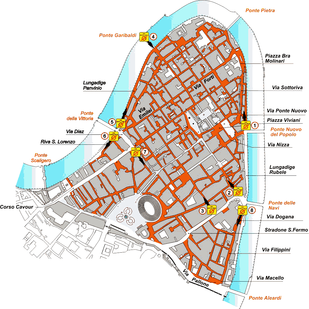 Парковка в Вероне Исторический центр Вероны